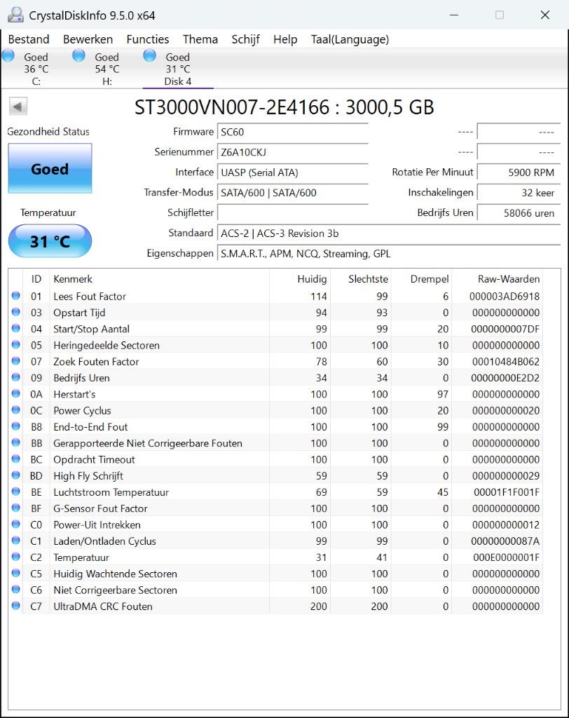 Seagate Ironwolf NAS 3 TB harddisk, Intern, 3 tb, Ophalen of Verzenden, Zo goed als nieuw