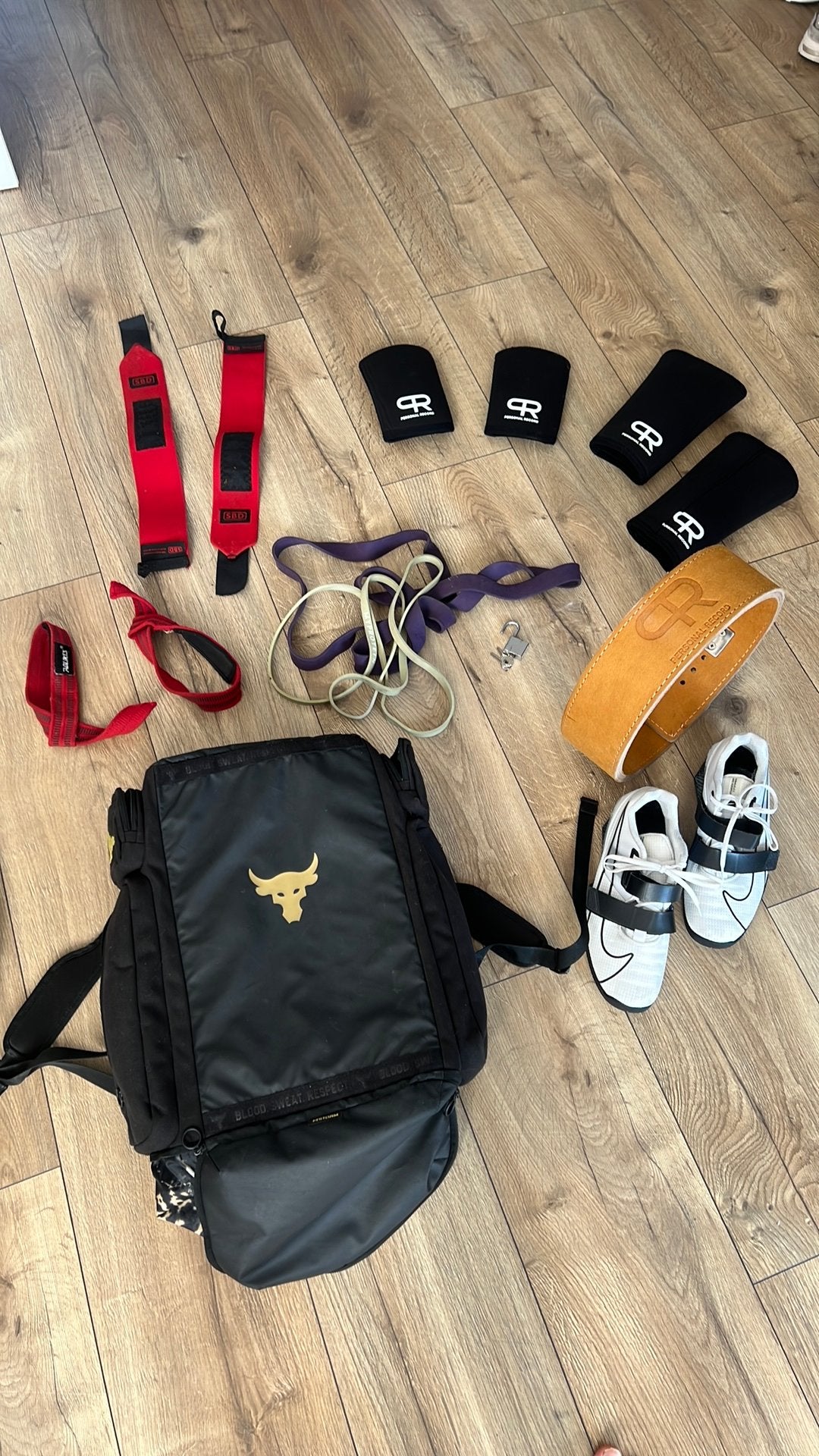 Fitness Accessoires Bundel: Rugzak, Banden, Wraps & Riem, Ophalen of Verzenden, Gebruikt, Armen, Halterriem