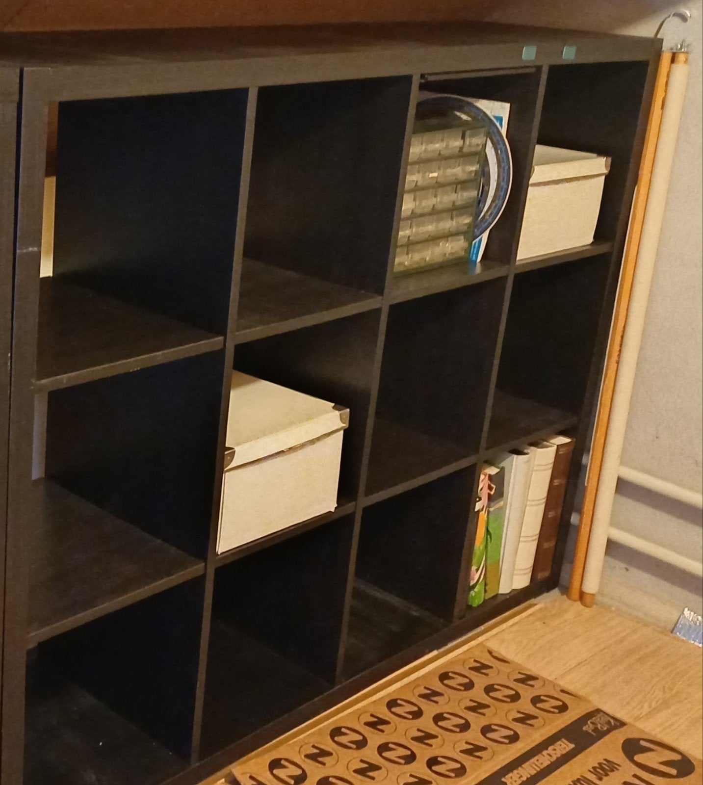 Zwarte 12- vakkenkast - IKEA Kallax, Ophalen, Met plank(en), Gebruikt, 100 tot 150 cm
