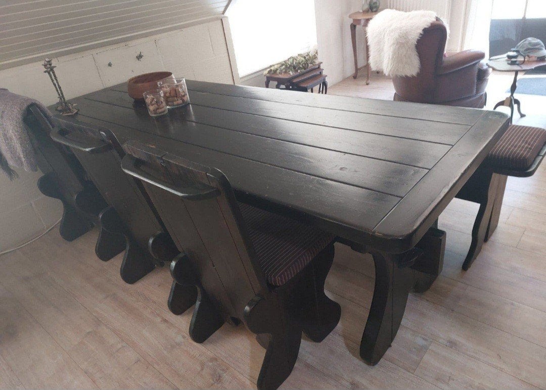 Eettafelset; 3x stoel, tafel en bank; ook onder een veranda!, Ophalen, Gebruikt, 200 cm of meer, 50 tot 100 cm