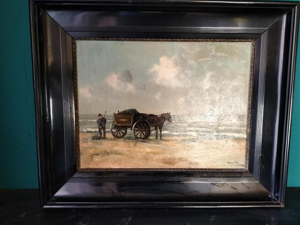 Olieverfschilderij in lijst, 54x52 cm, Ophalen