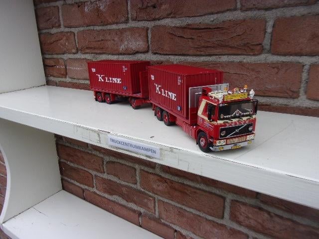 Tekno  Volvo  F12  Container  Combi  van  Jac  van  Kruis., Hobby en Vrije tijd, Modelauto's | 1:50, Ophalen of Verzenden, Nieuw