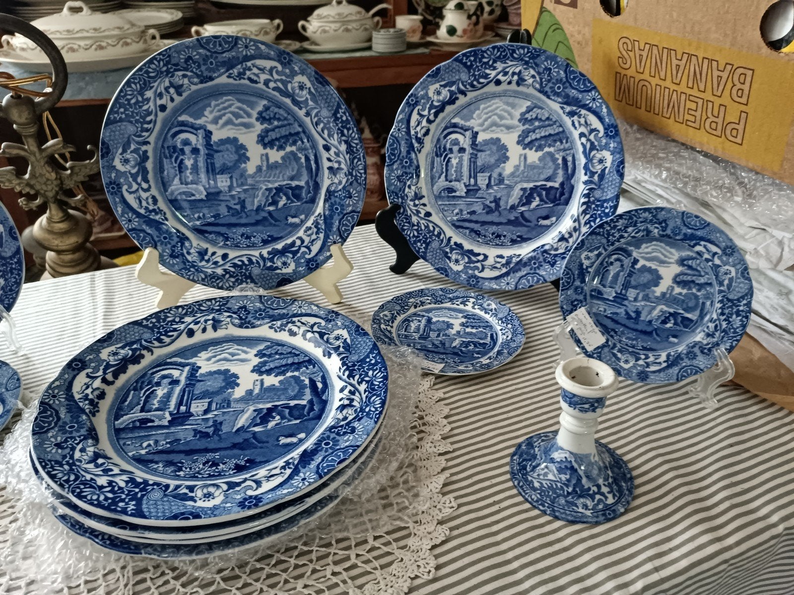 Copeland SPODE Blue Italian antieke grote Dinerborden 6xvoor, Antiek en Kunst, Ophalen of Verzenden