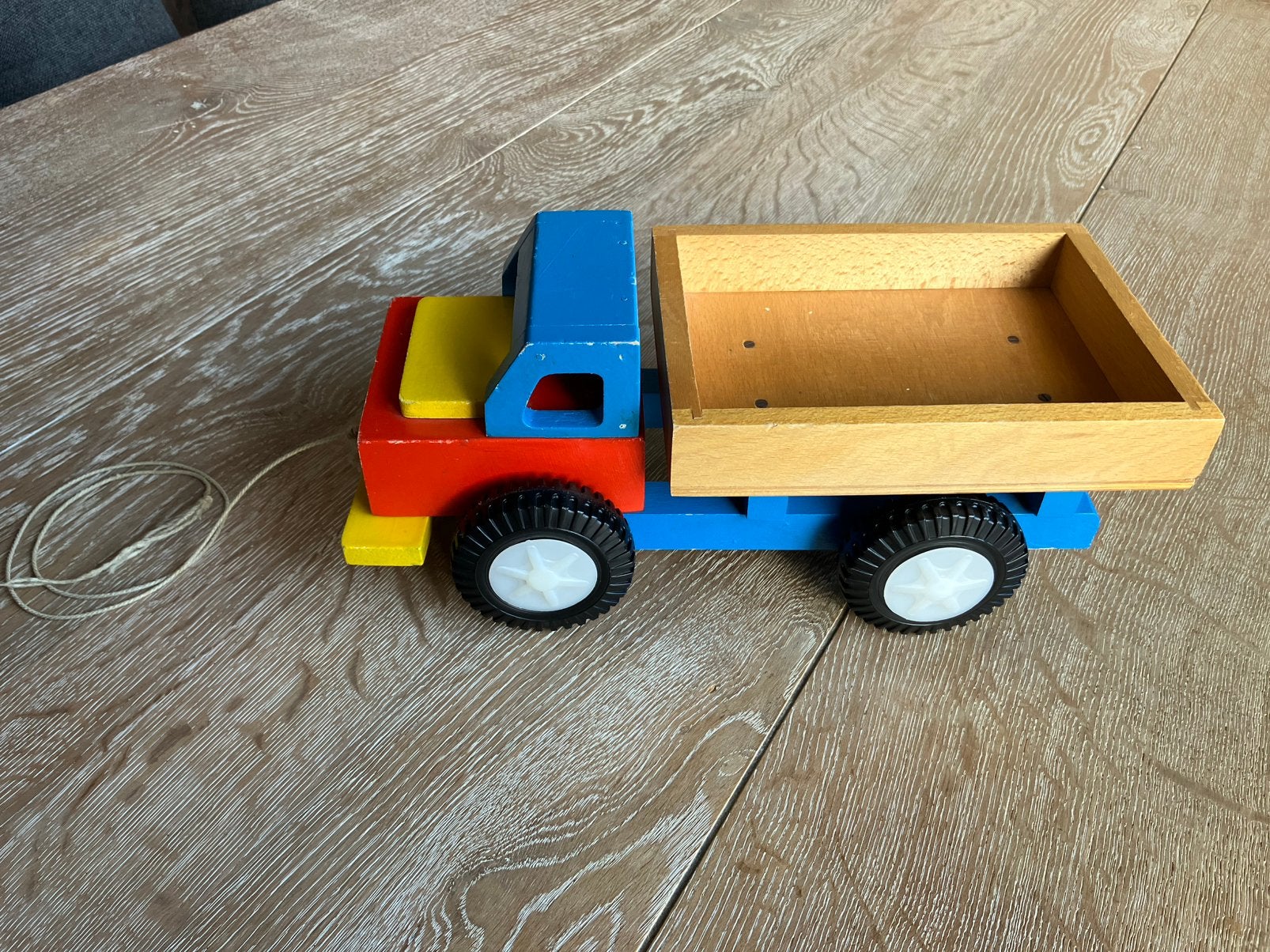 Vintage Houten Trek-Vrachtwagen Speelgoedauto Jaren 70/80, Ophalen of Verzenden, Gebruikt