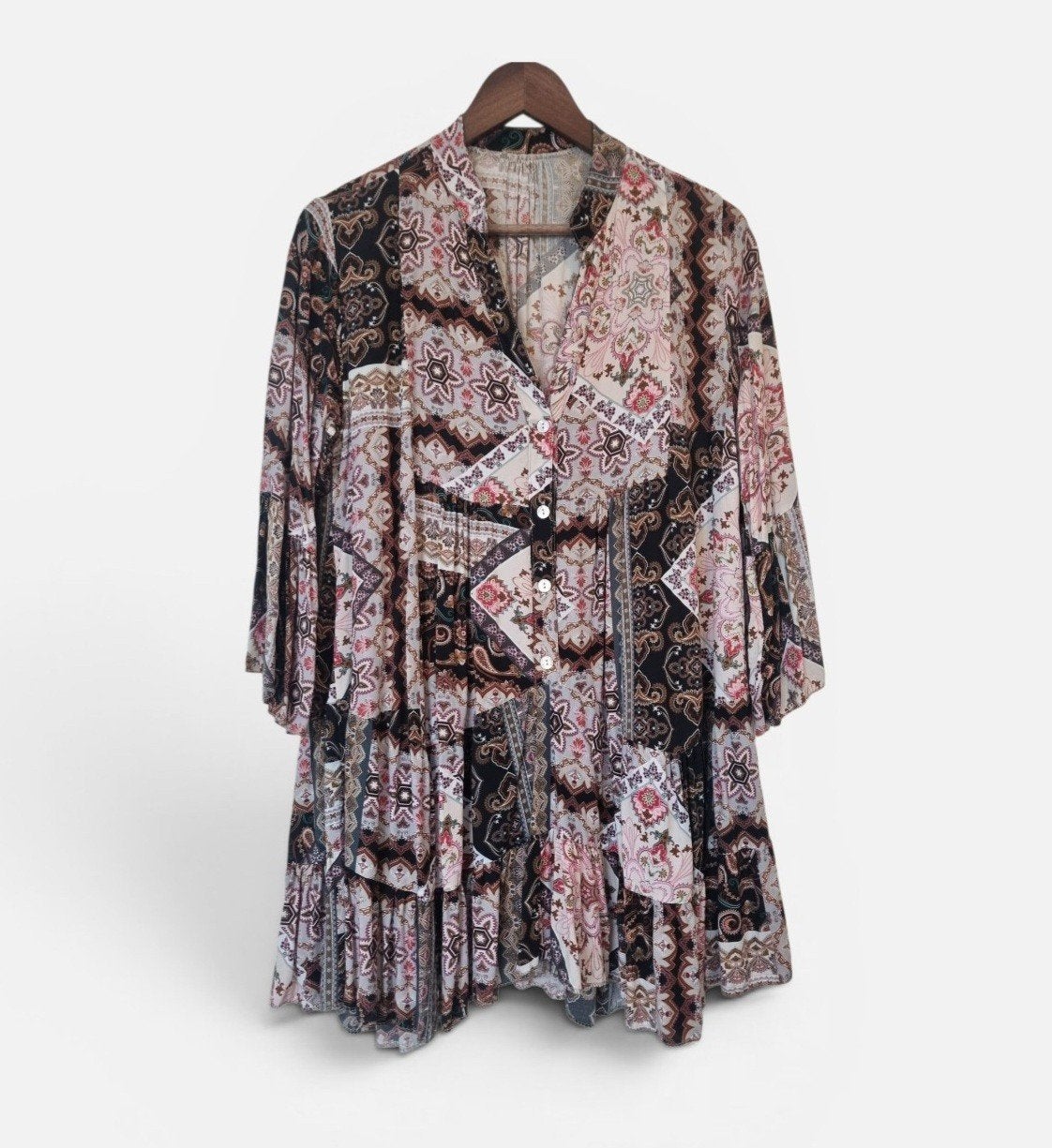 BOHO PAISLEY Tuniek Made in Italy | XL | 100% Viscose, Kleding | Dames, Jurken, Made in Italy, Overige kleuren, Maat 46/48 (XL) of groter