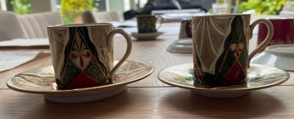Vintage Art Deco Altrohlau, Boheems porselein mokka kopjes, Antiek en Kunst, Ophalen of Verzenden