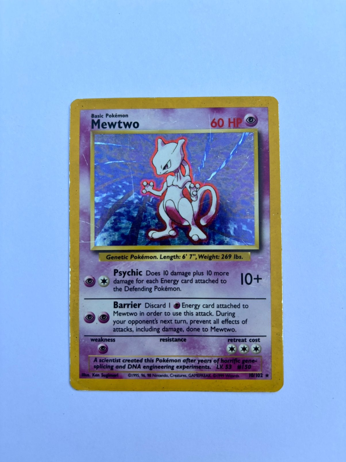 Mewtwo 10/102 van Base Set Pokemon Tcg, Ophalen of Verzenden, Gebruikt