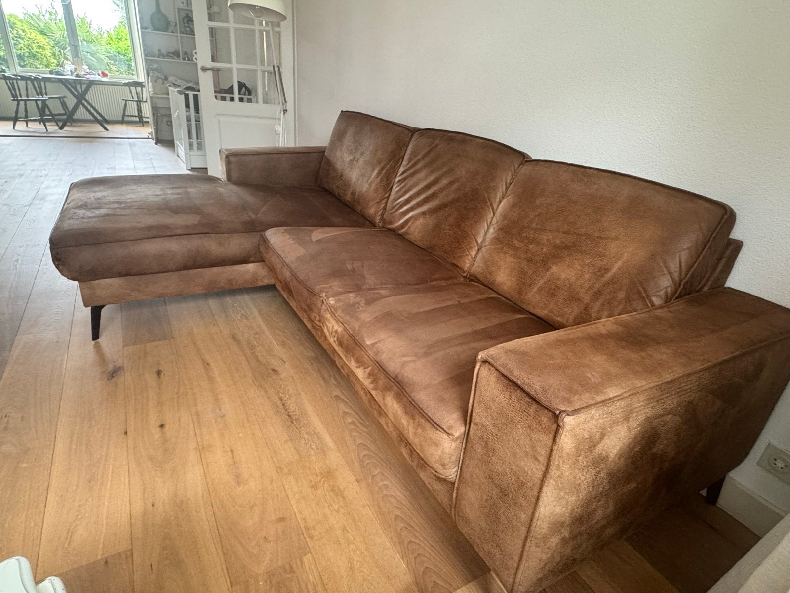 Gratis Comfortabele Hoekbank Bruin, Huis en Inrichting, Ophalen, 250 tot 300 cm, Gebruikt, Hoekbank
