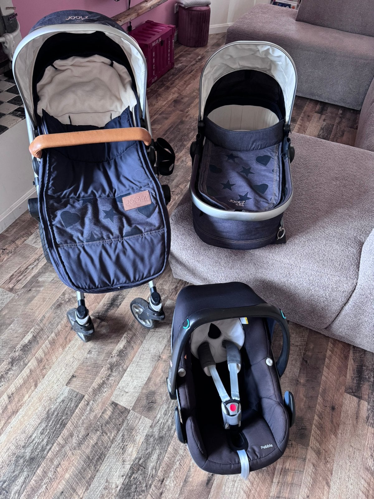 Joolz Day 1 kinderwagen limited edition by Fab + autostoel, Kinderen en Baby's, Kinderwagens en Combinaties, Gebruikt, Verstelbare duwstang