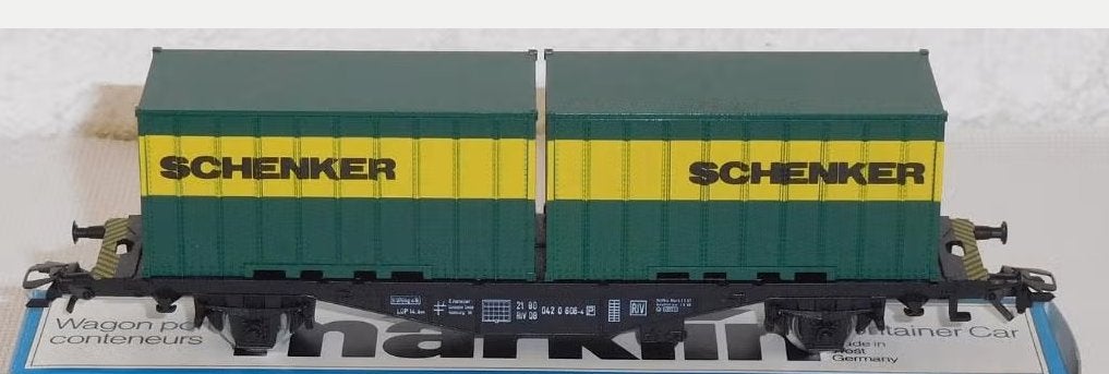 Marklin H0 4764 -Wagen met 2 Schenker 20ft containers in ovp, Wisselstroom, Ophalen of Verzenden, Märklin, Nieuw