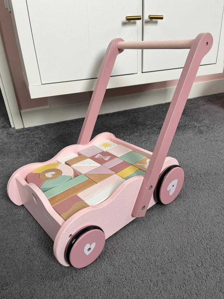 Blokkenkar Little Dutch, Kinderen en Baby's, Speelgoed | Houten speelgoed, Ophalen, Gebruikt, Duw- of Trekspeelgoed
