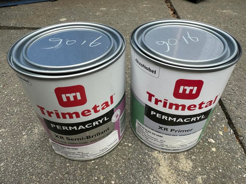 Trimetal Ral 90(01/03/10/16 1L permacrylprimer en Brilliance, Wit, Nieuw, Ophalen of Verzenden, Lak