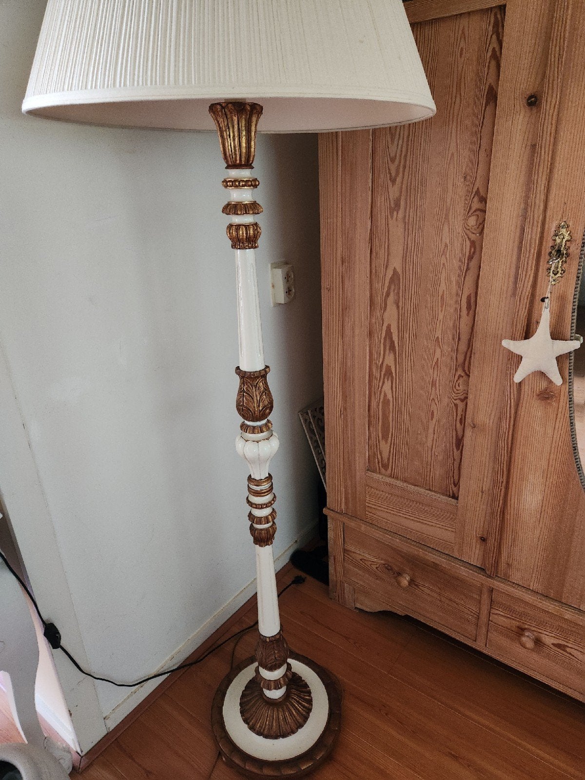 Mooie antieke/brocante houten vloerlamp met kap, Ophalen, Gebruikt, 150 tot 200 cm