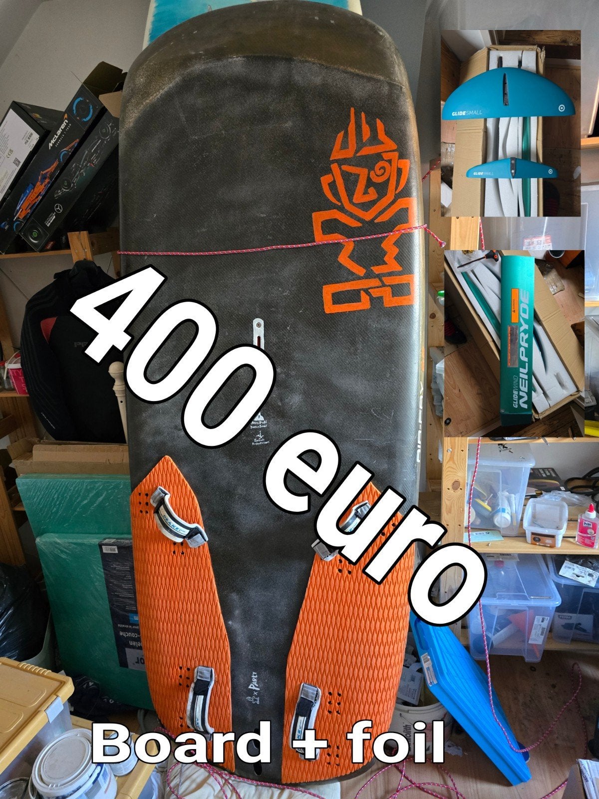 Windsurf foilset: Plank en Foil, Watersport en Boten, Windsurfen, Ophalen, Gebruikt, Minder dan 250 cm, Minder dan 3.5 m²