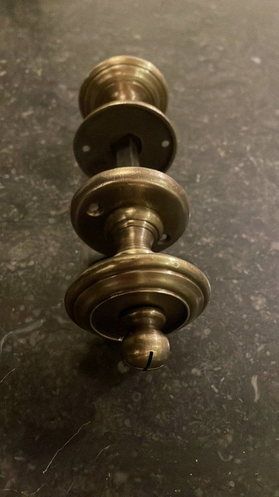 1x set Deurklink Antiek knopkrukken messing Deurkruk vintage, Antiek en Kunst, Ophalen of Verzenden