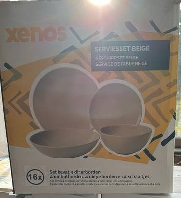 1 Nieuw Xenos Serviesset Beige - 16-delig, Huis en Inrichting, Keuken | Servies, Ophalen, Keramiek, Nieuw, Overige stijlen