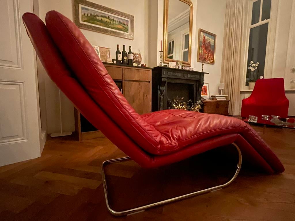 Relax fauteuil design Musterring leer rood, zeer goede staat, Ophalen, Eenpersoons, Zo goed als nieuw, Minder dan 150 cm