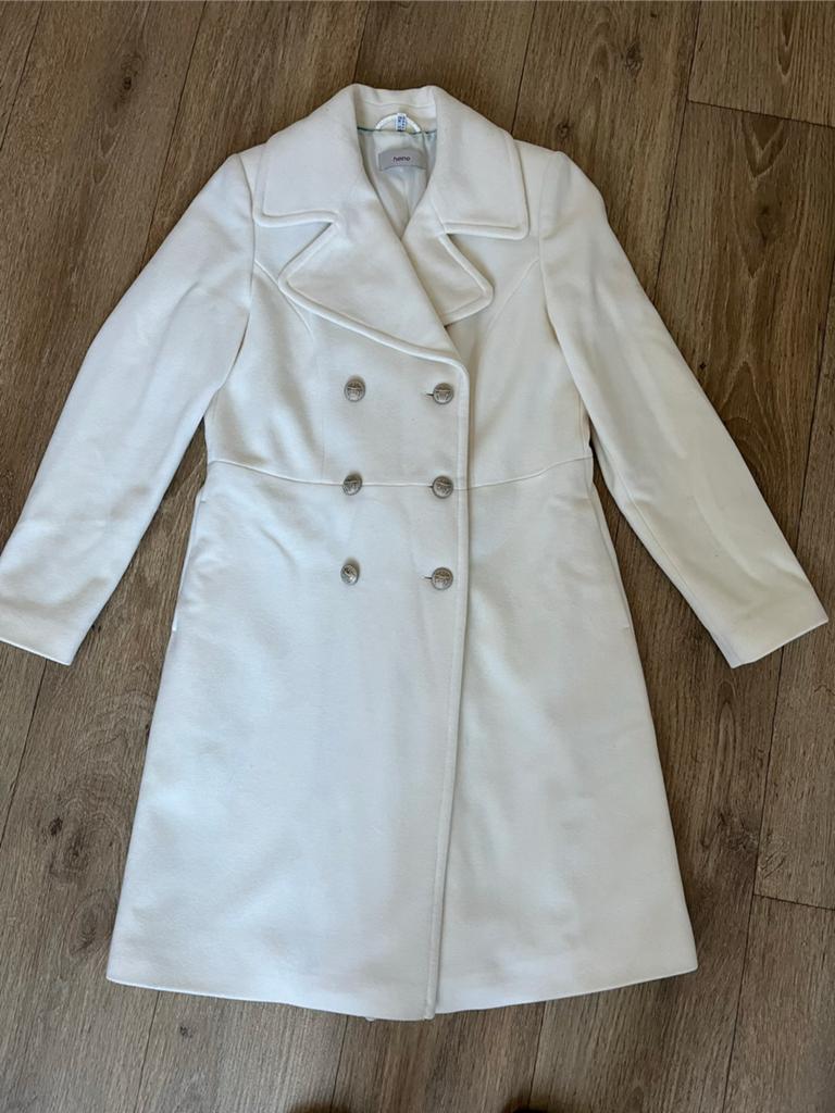 Jas dames mantel jas trenchcoat maat M, Ophalen of Verzenden, Zo goed als nieuw, Maat 38/40 (M), Wit