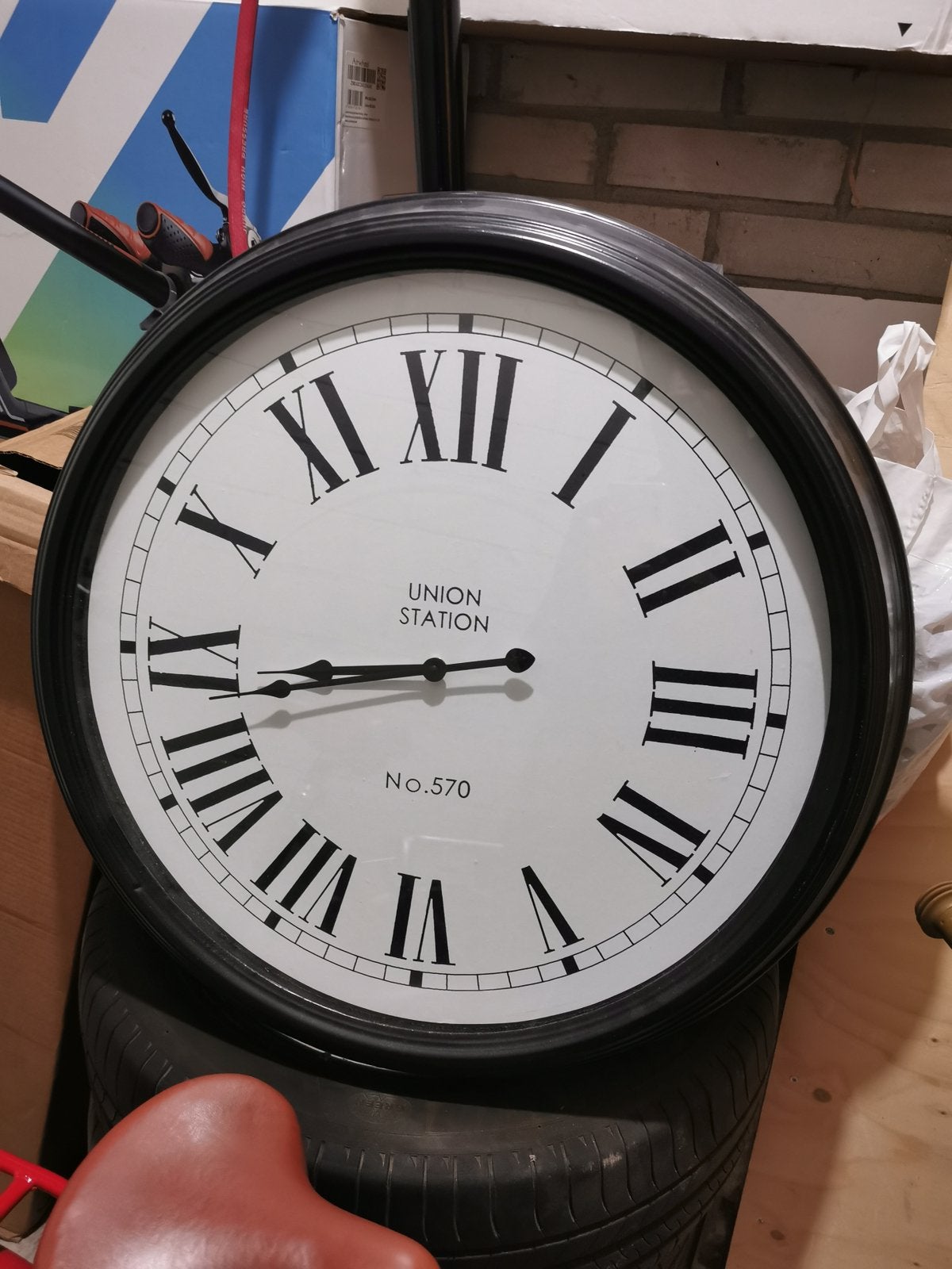 Grote Wandklok - Union Station No. 570 - Diameter 60 cm, Ophalen, Gebruikt, Analoog, Wandklok