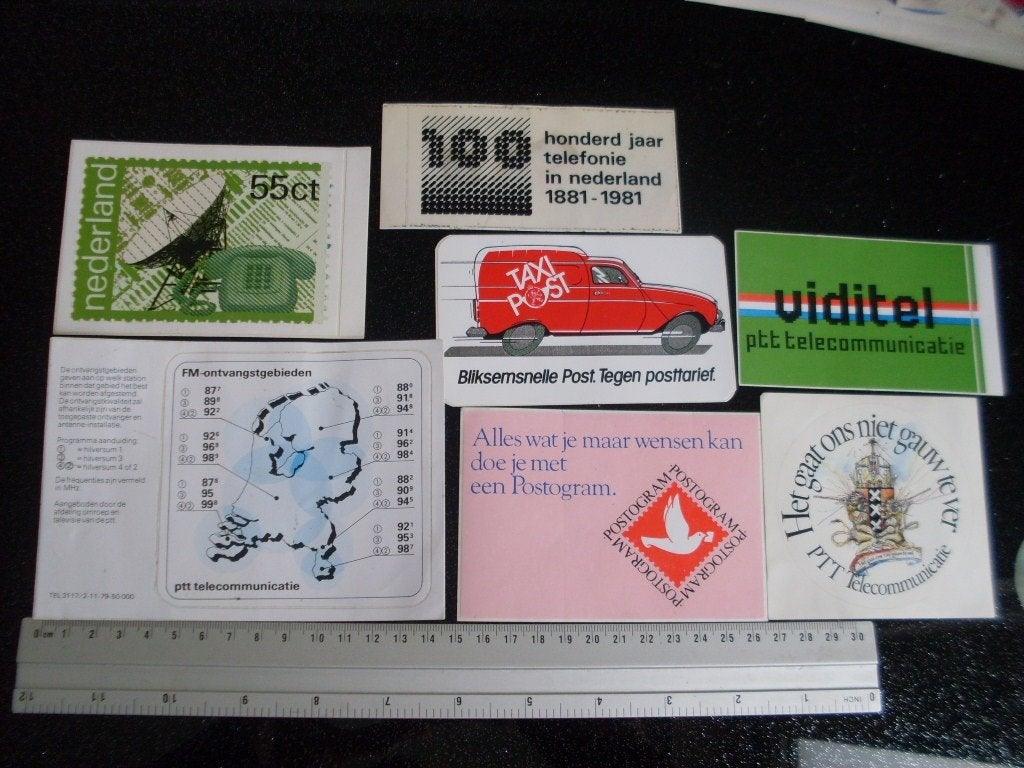 7x sticker ptt telecommunicatie telefonie postagram, Verzenden, Zo goed als nieuw, Bedrijf of Vereniging