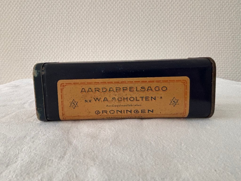 Antiek Aardappelsago blik – W.A. Scholten Groningen., Verzamelen, Blikken, Ophalen of Verzenden, Zo goed als nieuw, Overige, Overige merken