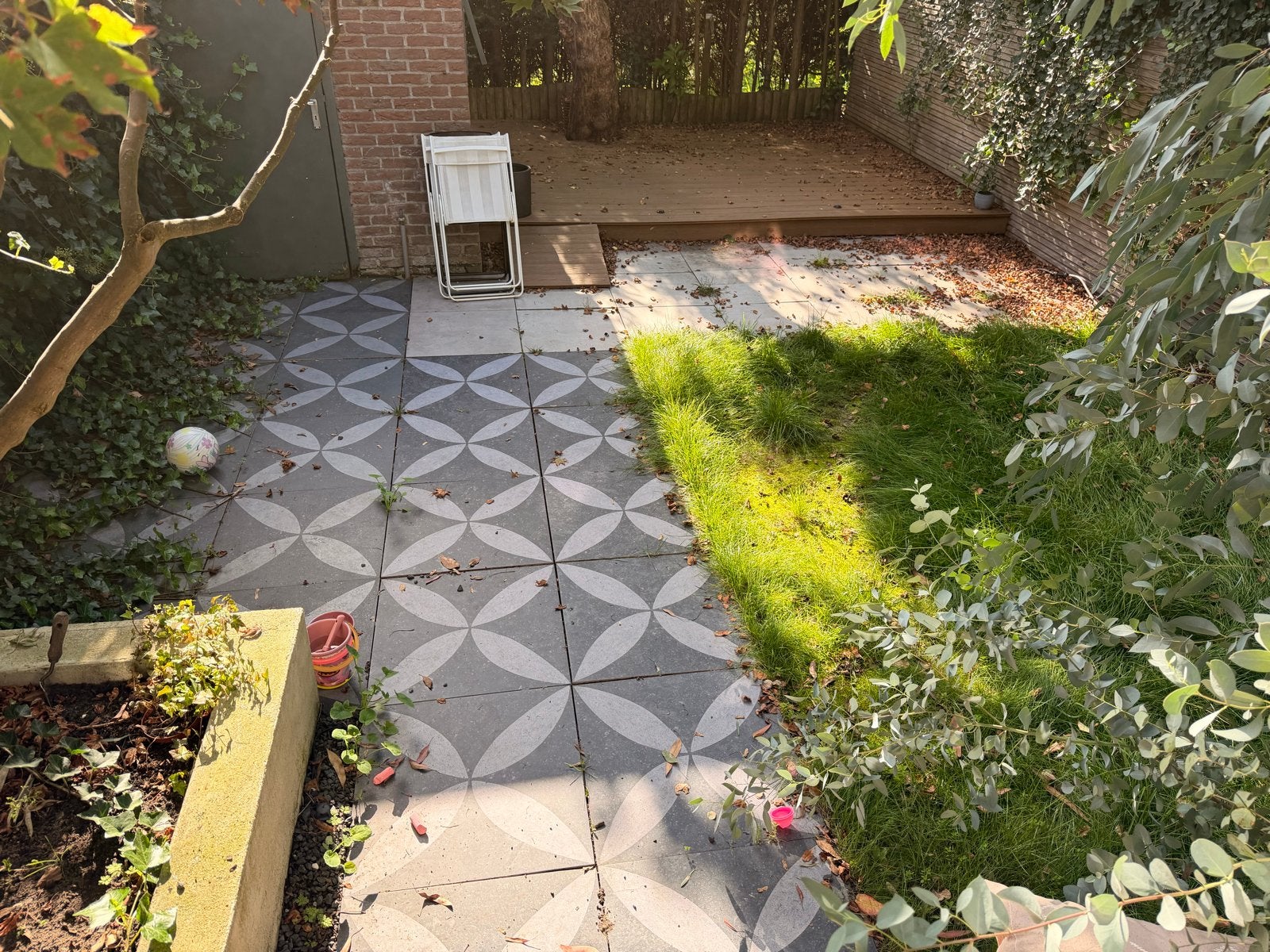 60x60cm Terrastegels: 20 Grijs, 24 met Bloemprint, Doe-het-zelf en Verbouw, Ophalen, 60 cm of meer, Gebruikt, 10 m² of meer