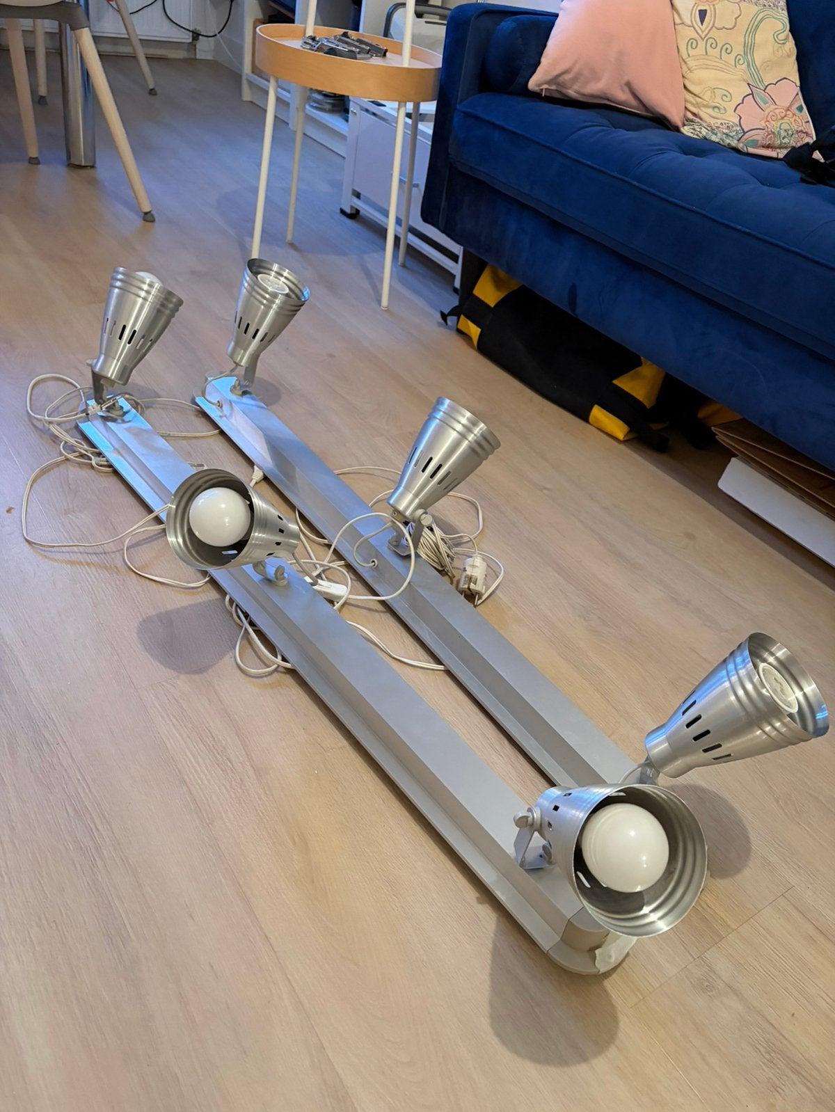 Railverlichting 2 stuks, Ophalen, Gebruikt, Metaal of Aluminium, Plafondspot of Wandspot