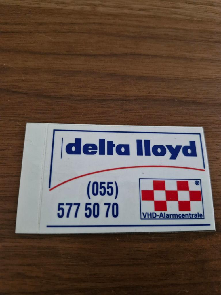 8697 Vintage Delta Lloyd VHD-Alarmcentrale Sticker, Ophalen of Verzenden, Gebruikt, Merk