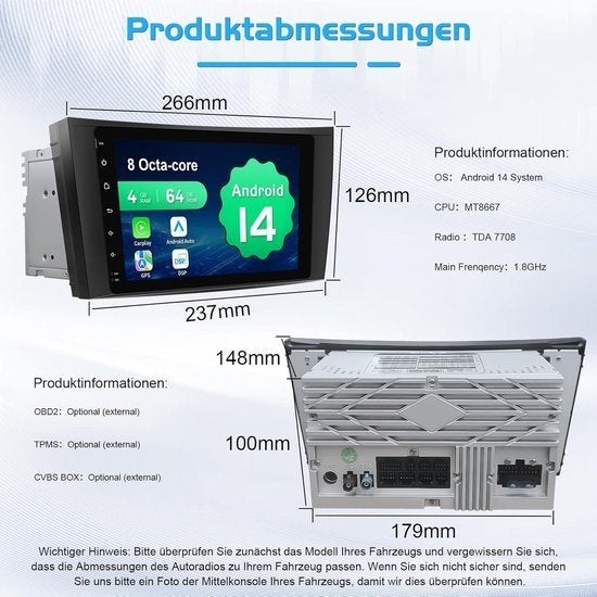 Autoradio Android 14 – Multimedia Systeem – Navigatie Radio, Corvance B.V., Verzenden, Nieuw, Corvancebol@gmail.com