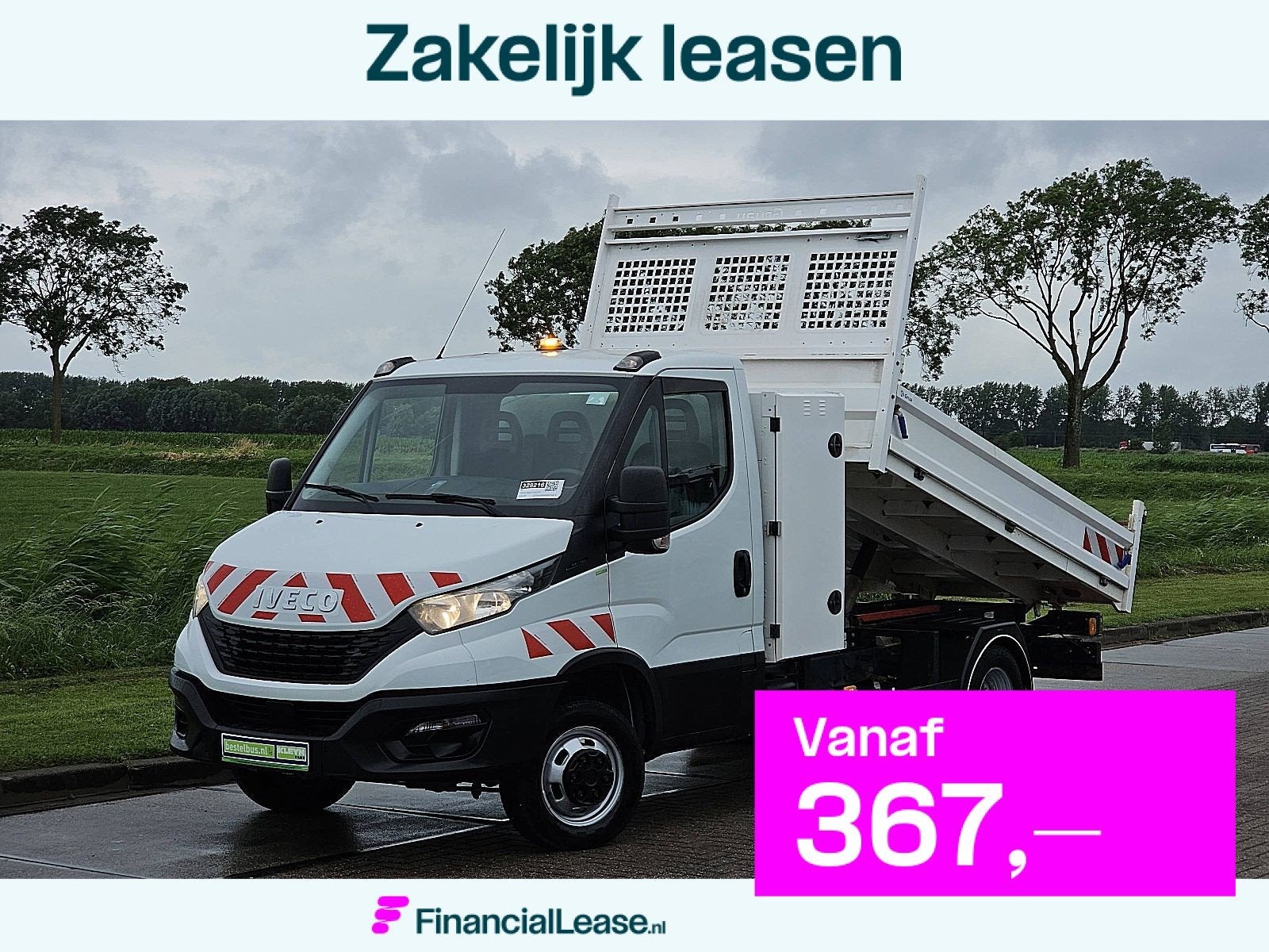 Iveco Daily 35C14V kipper, kist, airco, trekhaak, 162 dkm., Gebruikt, Zwart, Iveco, Wit