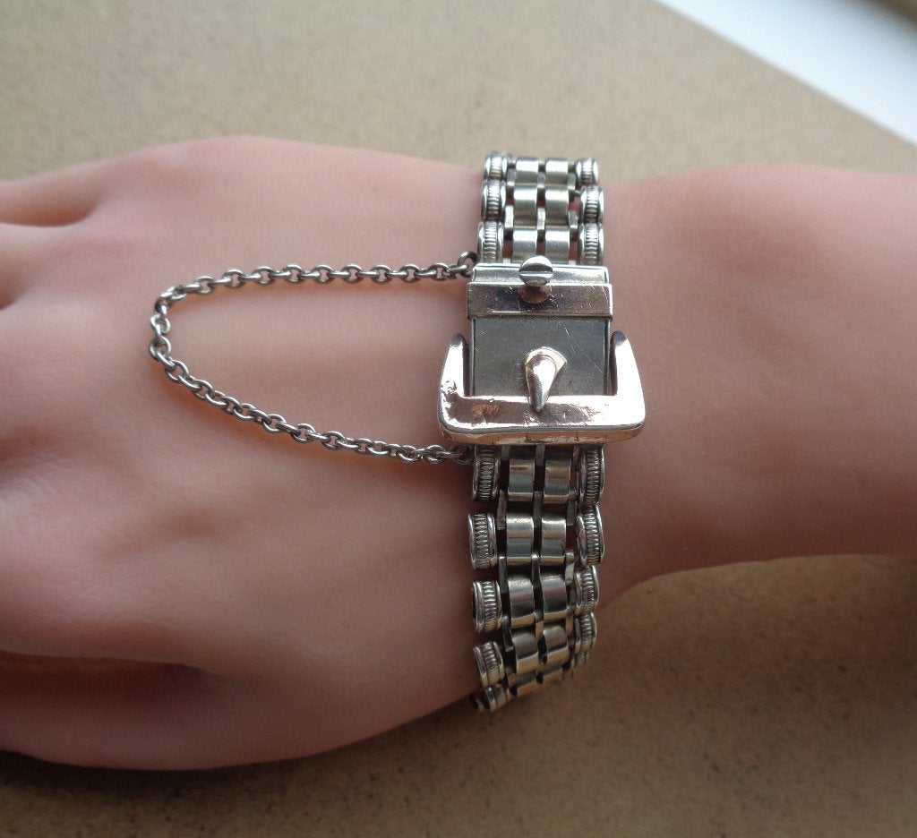 zilveren armband met vergulde gesp [979], Verzenden, Zo goed als nieuw, Zilver, Zilver