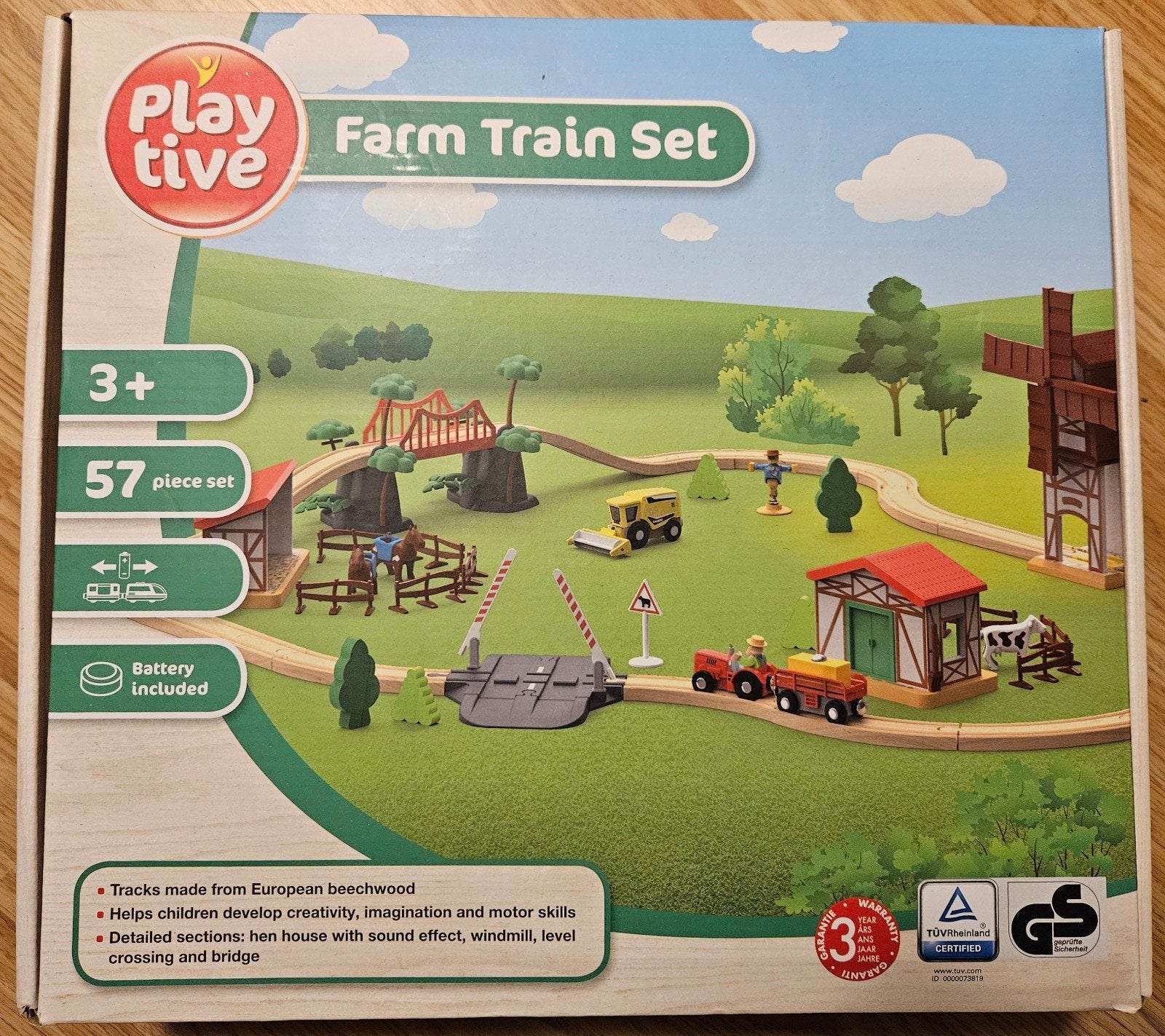 Complete Houten Boerderij Treinset - Playtive, Ophalen, Zo goed als nieuw, Bouwen, Met geluid