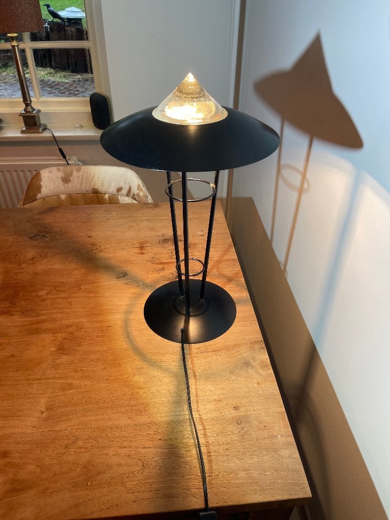 Herda Postmoderne Tafellamp Conisch Glas - Jaren 80/90, Ophalen of Verzenden, Zo goed als nieuw, Glas, Postmodern / Memphis-geïnspireerd / Space Age jaren 80-90