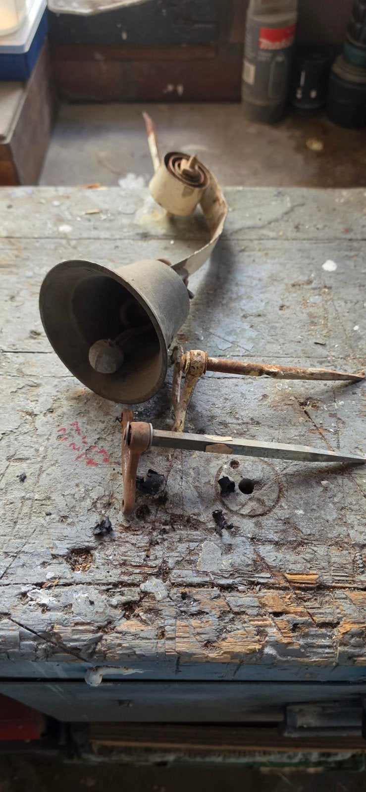 Antieke deurbel met mechanisme, Ophalen of Verzenden, Gebruikt, Bedraad