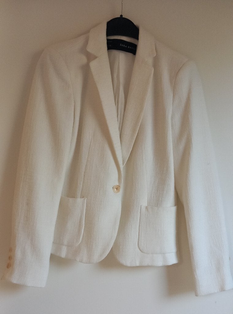 Getailleerde gebroken witte blazer -38, Maat 38/40 (M), Verzenden, Zo goed als nieuw, Jasje