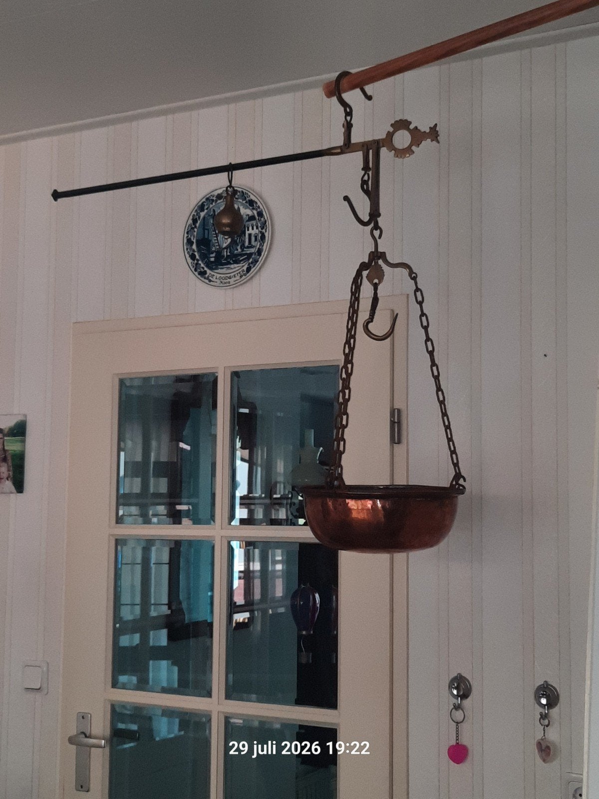 Koperen weegschaal met Ketting en Haak, Antiek en Kunst, Ophalen of Verzenden