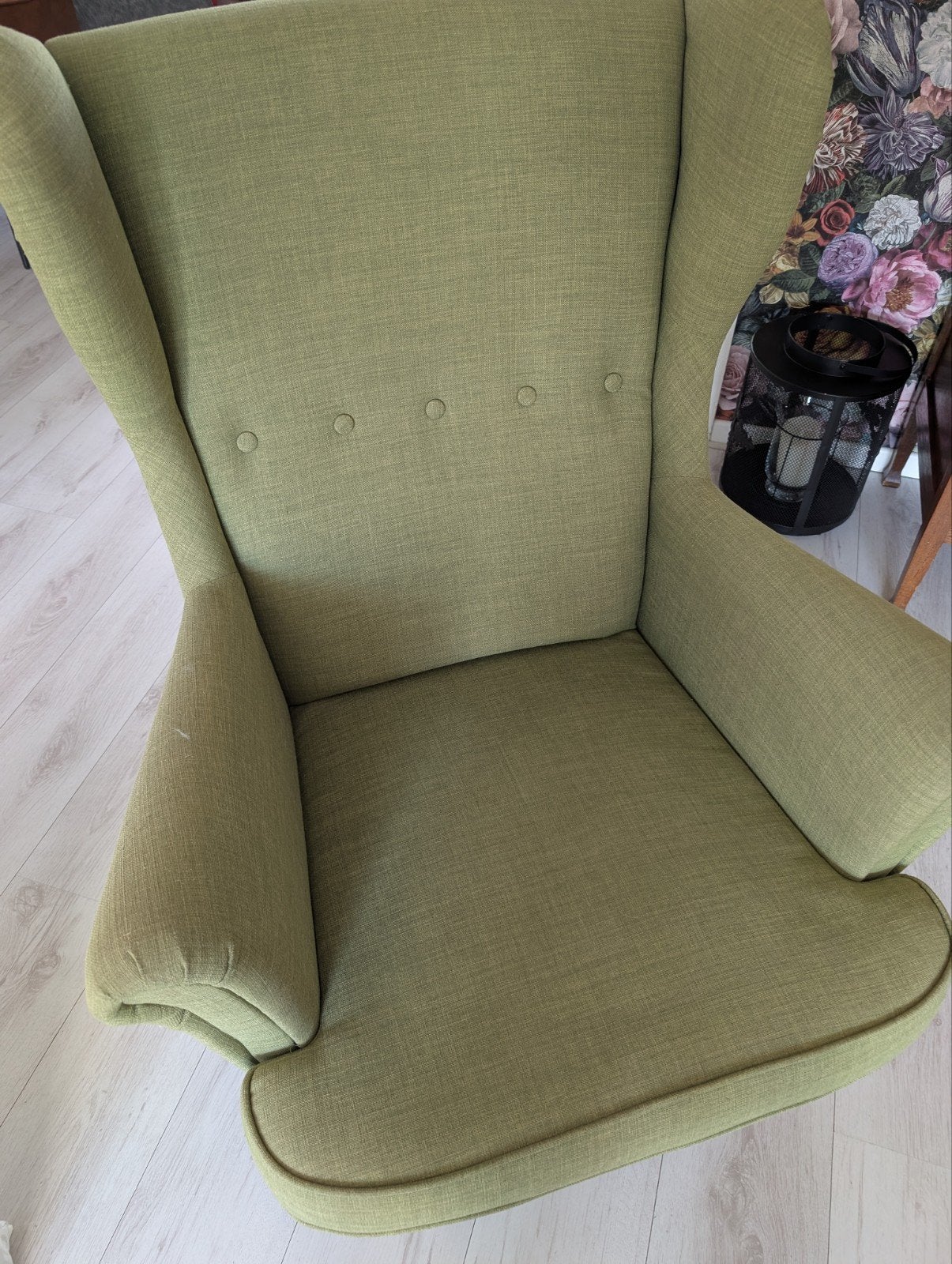 Gebruikte groene IKEA stoel, Huis en Inrichting, Stoelen, Gebruikt, Eén, Stof, Overige kleuren, Ophalen