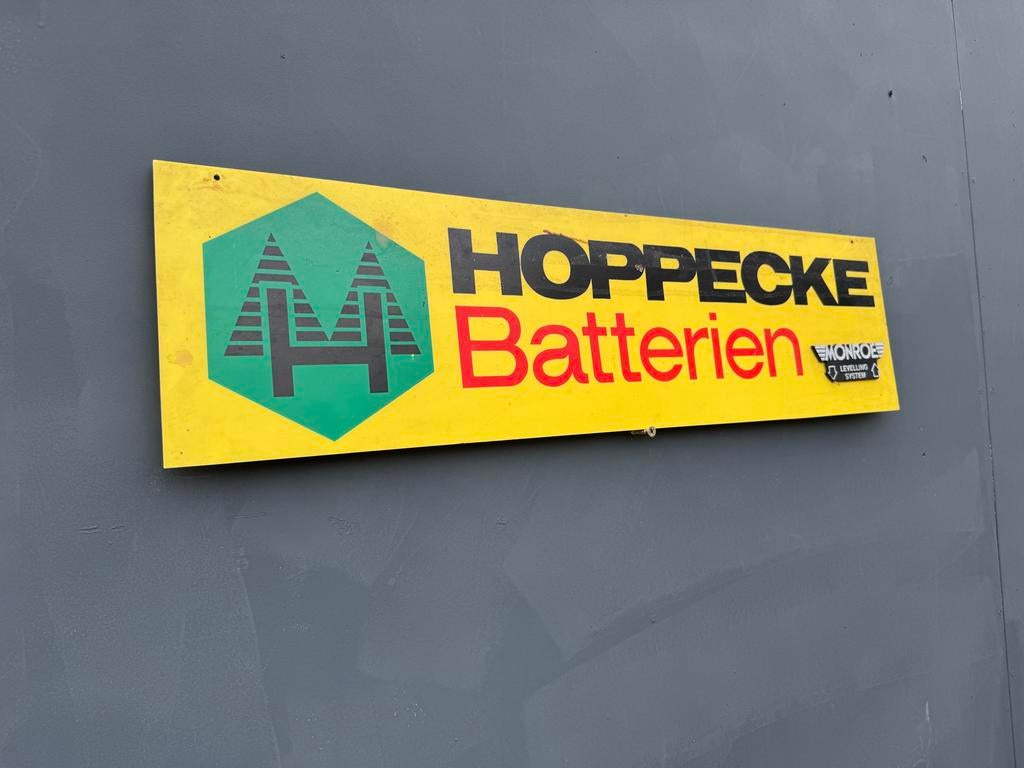Hoppecke Batterijen Reclamebord - Vintage Garage Bord, Reclamebord, Gebruikt, ., Ophalen of Verzenden