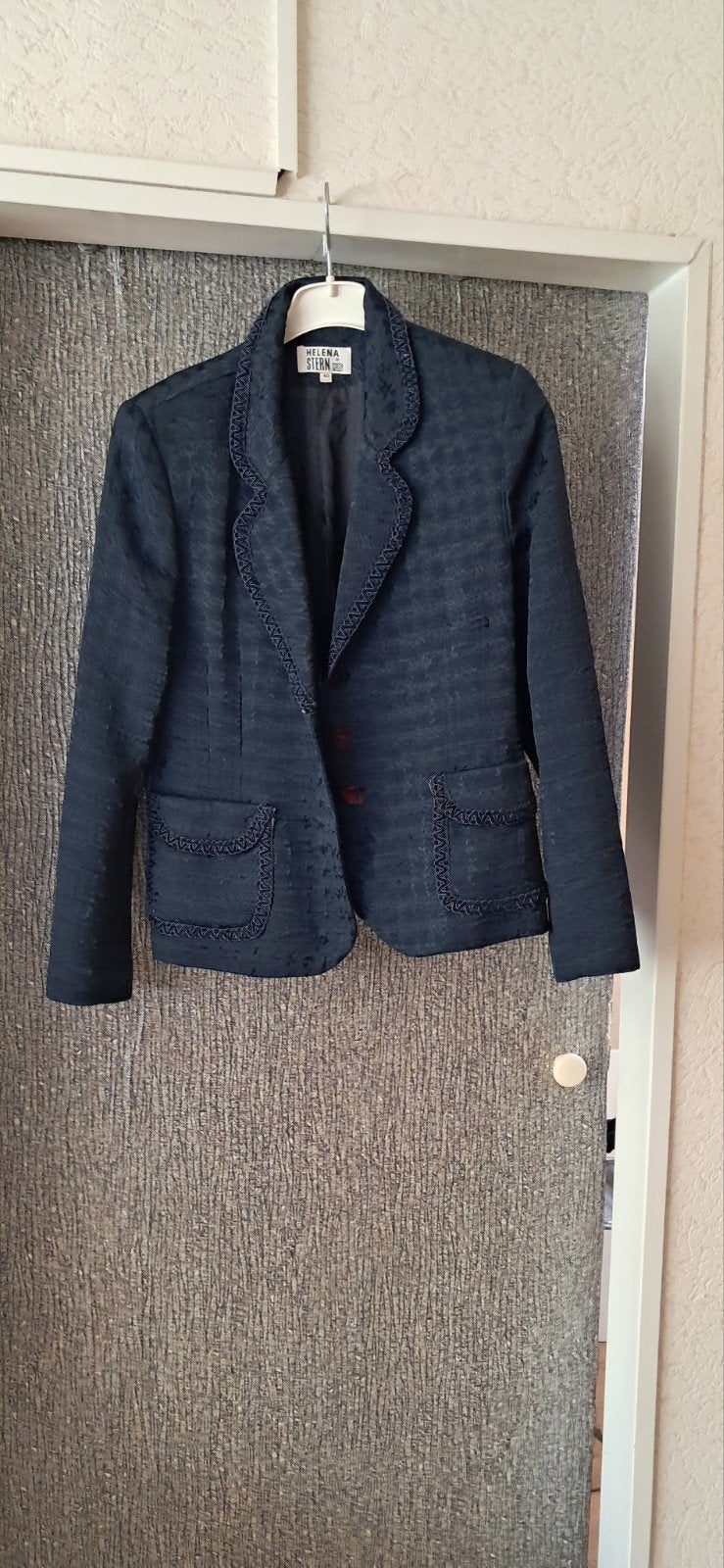 Helena Stern Donkerblauwe Blazer met Decoratieve Details, Ophalen of Verzenden, Zo goed als nieuw, Jasje, Helena Stern