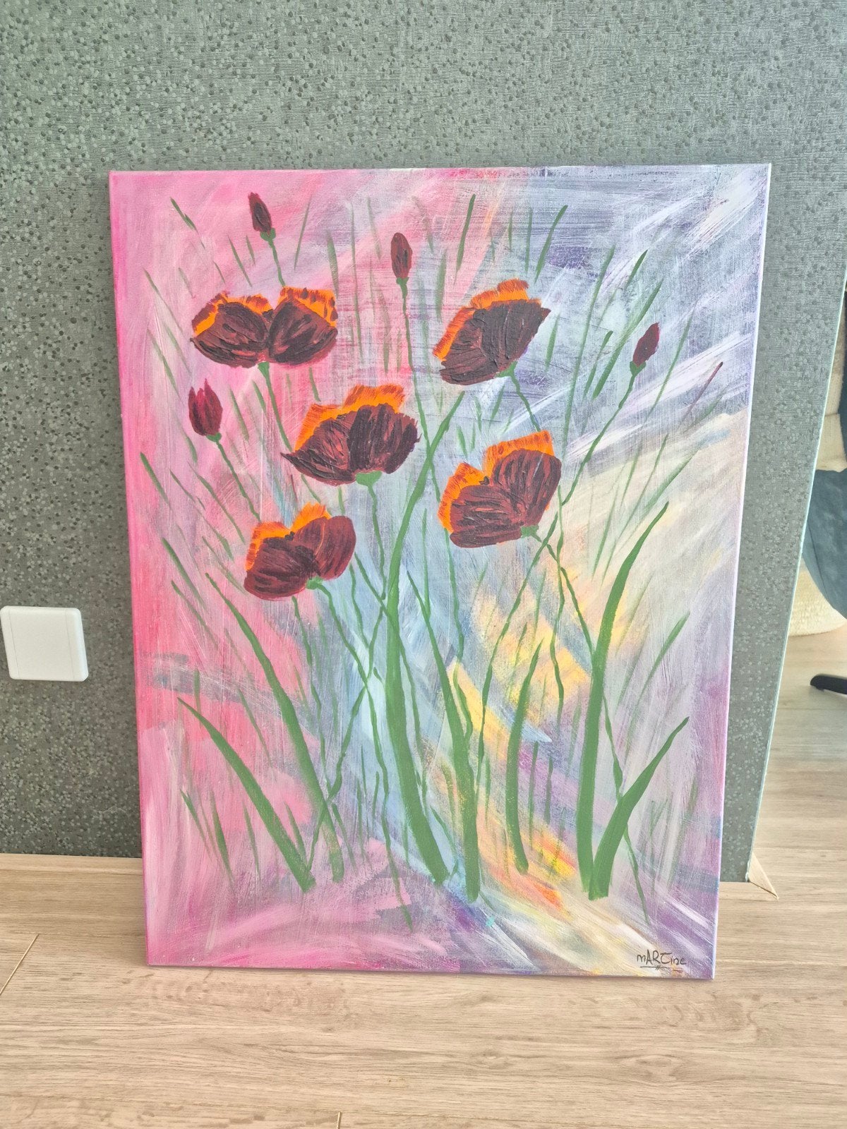 Modern Abstract Schilderij "Klaprozen" (60x80 cm), Ophalen of Verzenden