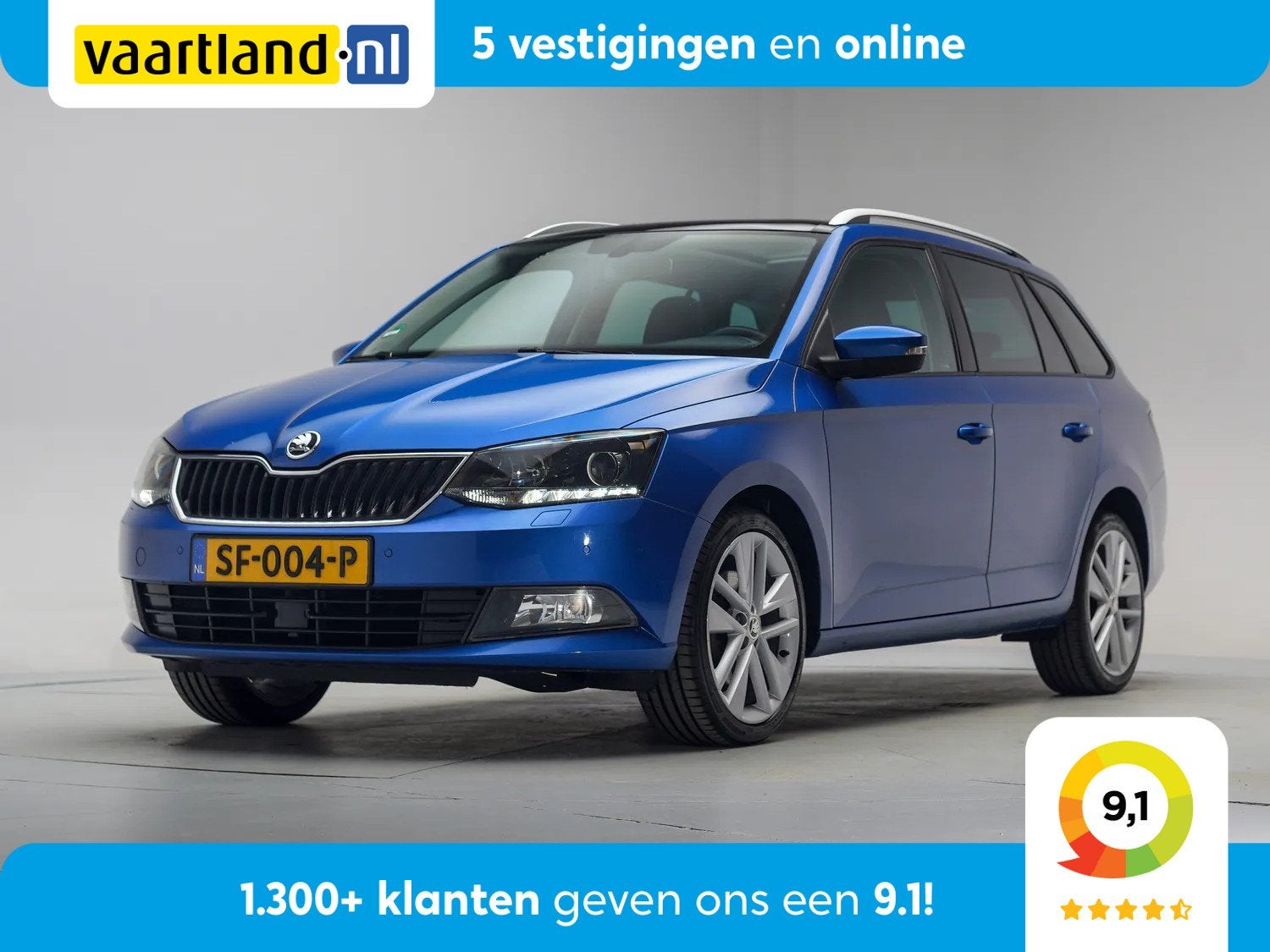 Skoda Fabia Combi 1.0 TSI Style Aut. [ Panorama Stoelverwarm, Auto's, Skoda, Gebruikt, Blauw, 49 €/maand, Automatische klimaatregeling