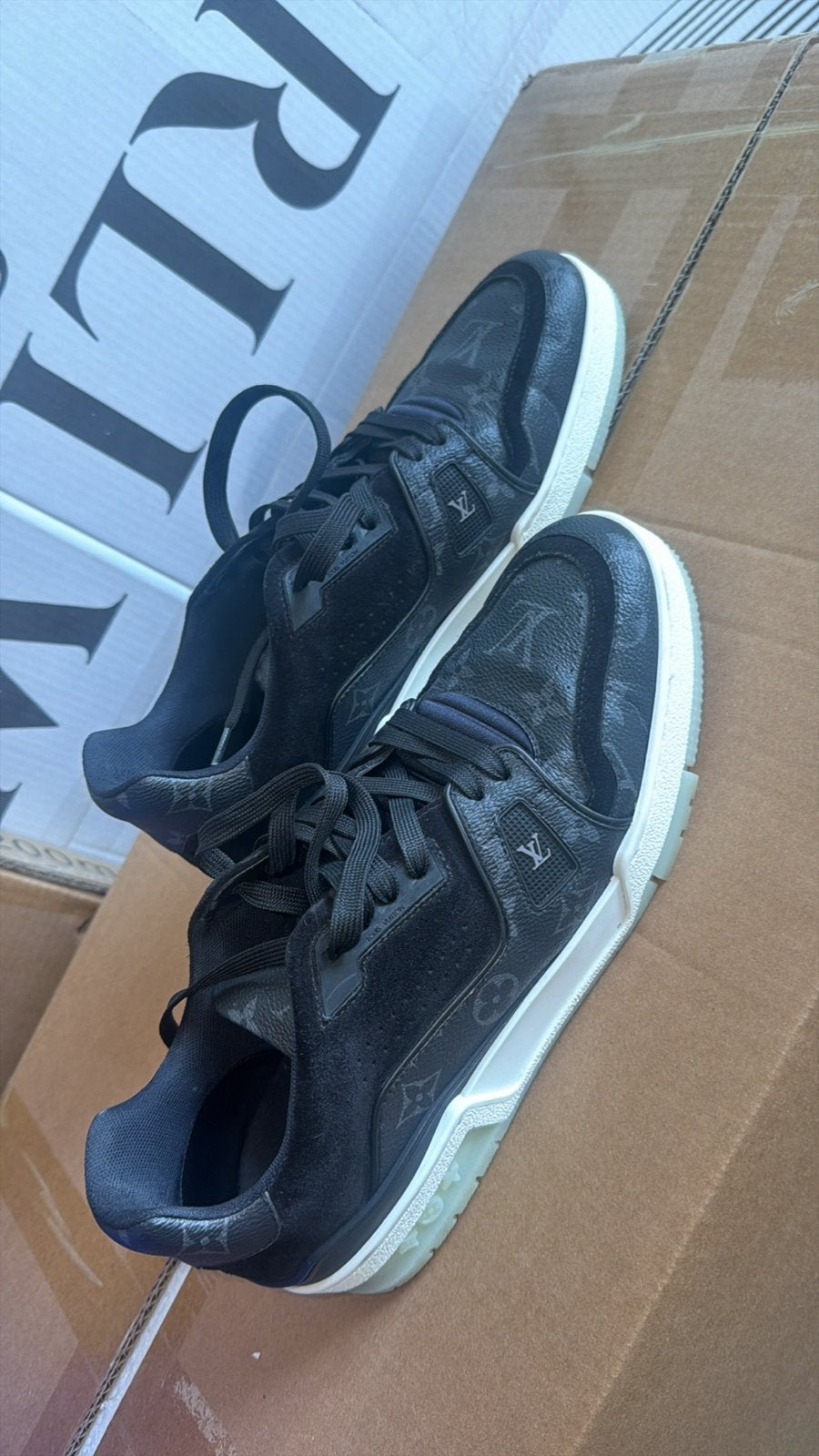 Louis Vuitton LV Trainer Sneakers Zwart, Ophalen of Verzenden, Zo goed als nieuw, Zwart, Sneakers of Gympen