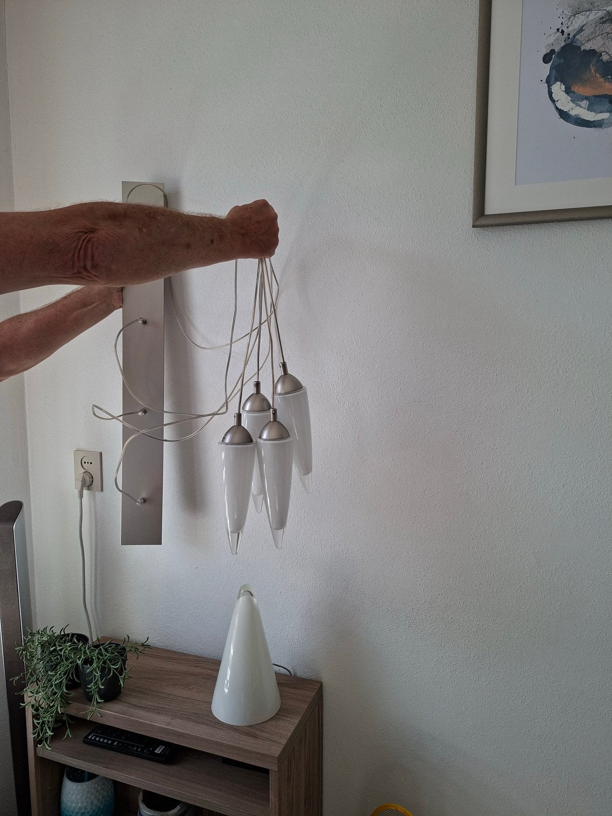 Ilu design vintage hanglamp 4 kelken (teepee), Ophalen of Verzenden, Zo goed als nieuw, Glas