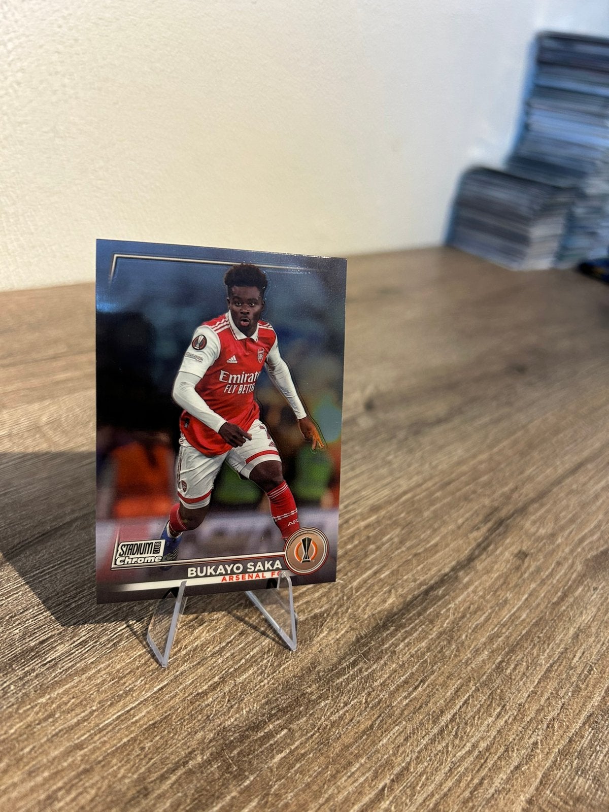 Bukayo Saka 2022-23 Topps Stadium Club Chrome UCL #72, Ophalen of Verzenden, Zo goed als nieuw, Buitenlandse clubs, Spelerskaart