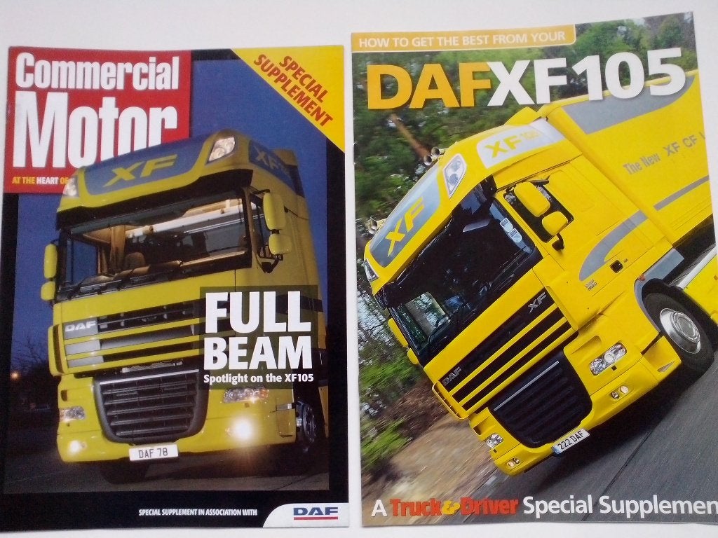 7x DAF XF 105 Super Space Cab folders brochures Nederland+GB, Boeken, Ophalen of Verzenden, Zo goed als nieuw, Overige merken