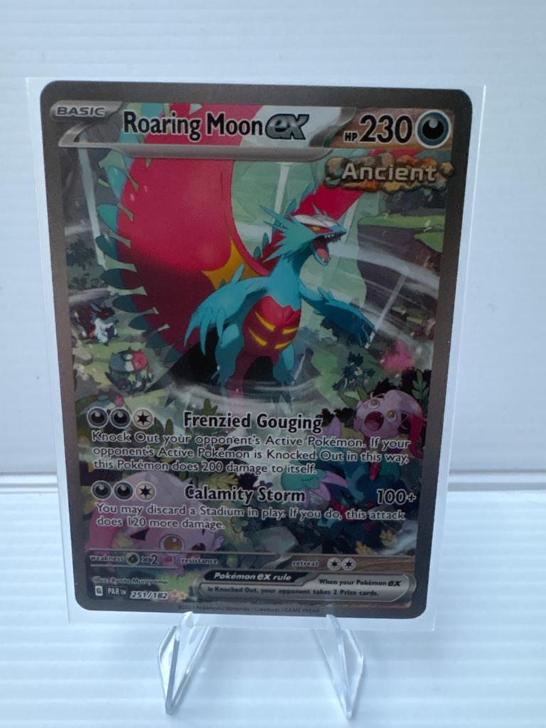 Roaring Moon ex 251/182 Paradox Rift NM Pokémon Kaart, Ophalen of Verzenden, Zo goed als nieuw, Losse kaart