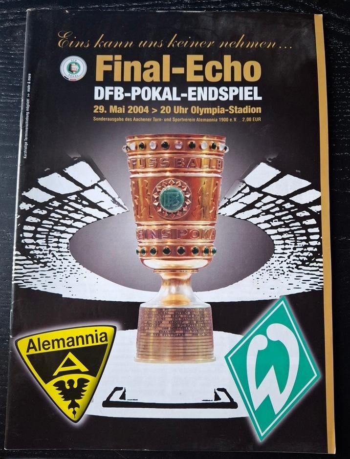 Programmaboekje DFB-pokal Aachen - Bremen 2004, Ophalen, Gebruikt, Buitenlandse clubs, Poster, Plaatje of Sticker