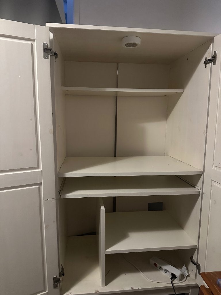 White Computer Armoire / Hideaway Home Office Cabinet, Ophalen, Gebruikt, 70 tot 120 cm, 170 cm of meer