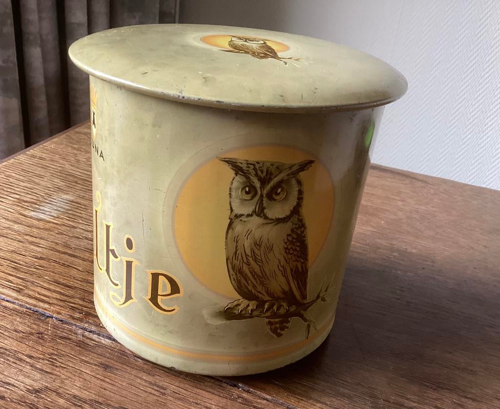 Uiltje Luna, zeer fraai oud sigarenblik,25 sigaren., Verzamelen, Ophalen of Verzenden, Zo goed als nieuw, Overige, Overige merken
