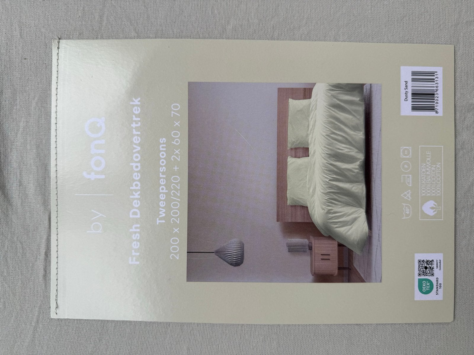 FonQ Fresh Dekbedovertrek Dusty Sand 200x200/220 cm, Beige, Dekbedovertrek, Katoen, Ophalen of Verzenden